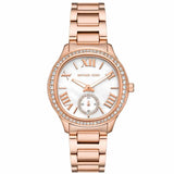 Buy Shop Michael Kors Sage Three-Hand Mother of Pearl White Dial Rose Gold Steel Strap Watch for Women - MK4806 USA Online