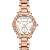 Buy Shop Michael Kors Sage Three-Hand Mother of Pearl White Dial Rose Gold Steel Strap Watch for Women - MK4806 USA Online