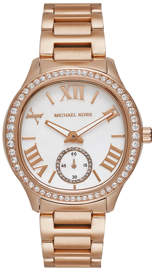 Buy Shop Michael Kors Sage Three-Hand Mother of Pearl White Dial Rose Gold Steel Strap Watch for Women - MK4806 USA Online