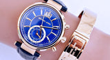Buy Shop Michael Kors Sawyer Blue Dial Blue Leather Strap Watch for Women - MK2425 USA Online