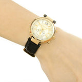 Buy Shop Michael Kors Sawyer Champagne Dial Black Leather Strap Watch for Women - MK2433 USA Online