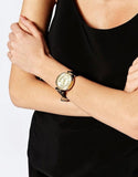 Buy Shop Michael Kors Sawyer Champagne Dial Black Leather Strap Watch for Women - MK2433 USA Online