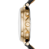 Buy Shop Michael Kors Sawyer Champagne Dial Black Leather Strap Watch for Women - MK2433 USA Online