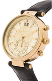 Buy Shop Michael Kors Sawyer Champagne Dial Black Leather Strap Watch for Women - MK2433 USA Online