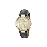 Buy Shop Michael Kors Sawyer Champagne Dial Black Leather Strap Watch for Women - MK2433 USA Online