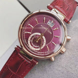 Buy Shop Michael Kors Sawyer Maroon Dial Maroon Leather Strap Watch for Women - MK2426 USA Online