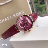 Buy Shop Michael Kors Sawyer Maroon Dial Maroon Leather Strap Watch for Women - MK2426 USA Online