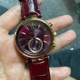 Buy Shop Michael Kors Sawyer Maroon Dial Maroon Leather Strap Watch for Women - MK2426 USA Online