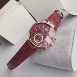 Buy Shop Michael Kors Sawyer Maroon Dial Maroon Leather Strap Watch for Women - MK2426 USA Online