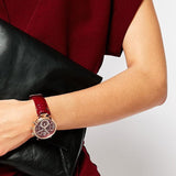 Buy Shop Michael Kors Sawyer Maroon Dial Maroon Leather Strap Watch for Women - MK2426 USA Online