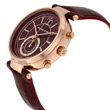 Buy Shop Michael Kors Sawyer Maroon Dial Maroon Leather Strap Watch for Women - MK2426 USA Online