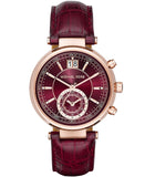 Buy Shop Michael Kors Sawyer Maroon Dial Maroon Leather Strap Watch for Women - MK2426 USA Online