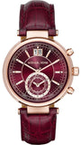 Buy Shop Michael Kors Sawyer Maroon Dial Maroon Leather Strap Watch for Women - MK2426 USA Online