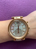 Buy Shop Michael Kors Sawyer Mother of Pearl White Dial Rose Gold Steel Strap Watch for Women - MK6282 USA Online