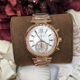 Buy Shop Michael Kors Sawyer Mother of Pearl White Dial Rose Gold Steel Strap Watch for Women - MK6282 USA Online