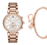 Buy Shop Michael Kors Sawyer Mother of Pearl White Dial Rose Gold Steel Strap Watch for Women - MK6282 USA Online