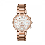 Buy Shop Michael Kors Sawyer Mother of Pearl White Dial Rose Gold Steel Strap Watch for Women - MK6282 USA Online