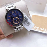 Buy Shop Michael Kors Sawyer Navy Blue Dial Silver Steel Strap Watch for Women - MK6224 USA Online