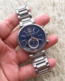 Buy Shop Michael Kors Sawyer Navy Blue Dial Silver Steel Strap Watch for Women - MK6224 USA Online