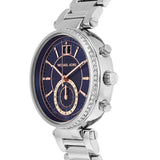 Buy Shop Michael Kors Sawyer Navy Blue Dial Silver Steel Strap Watch for Women - MK6224 USA Online