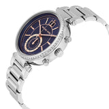 Buy Shop Michael Kors Sawyer Navy Blue Dial Silver Steel Strap Watch for Women - MK6224 USA Online