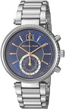 Buy Shop Michael Kors Sawyer Navy Blue Dial Silver Steel Strap Watch for Women - MK6224 USA Online