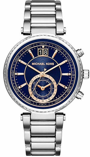 Buy Shop Michael Kors Sawyer Navy Blue Dial Silver Steel Strap Watch for Women - MK6224 USA Online