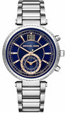 Buy Shop Michael Kors Sawyer Navy Blue Dial Silver Steel Strap Watch for Women - MK6224 USA Online
