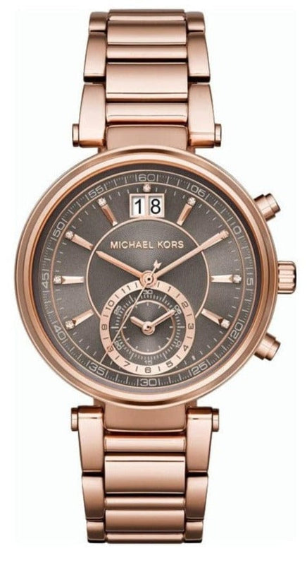 Buy Shop Michael Kors Sawyer Rose Gold Dial Rose Gold Steel Strap Watch for Women - MK6226 USA Online