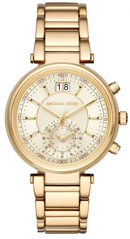 Buy Shop Michael Kors Sawyer White Dial Gold Steel Strap Watch for Women - MK6362 USA Online