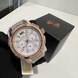 Buy Shop Michael Kors Sidney Chronograph White Dial Beige Leather Strap Watch For Women - MK6949 USA Online