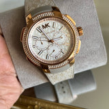 Buy Shop Michael Kors Sidney Chronograph White Dial Beige Leather Strap Watch For Women - MK6949 USA Online