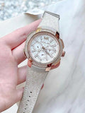 Buy Shop Michael Kors Sidney Chronograph White Dial Beige Leather Strap Watch For Women - MK6949 USA Online