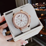 Buy Shop Michael Kors Sidney Chronograph White Dial Beige Leather Strap Watch For Women - MK6949 USA Online