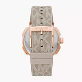 Buy Shop Michael Kors Sidney Chronograph White Dial Beige Leather Strap Watch For Women - MK6949 USA Online