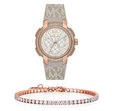 Buy Shop Michael Kors Sidney Chronograph White Dial Beige Leather Strap Watch For Women - MK6949 USA Online