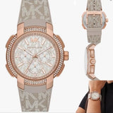 Buy Shop Michael Kors Sidney Chronograph White Dial Beige Leather Strap Watch For Women - MK6949 USA Online