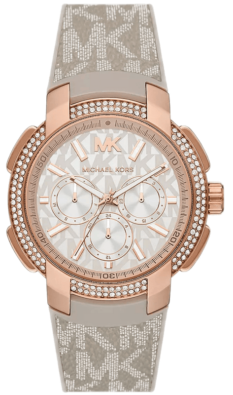 Buy Shop Michael Kors Sidney Chronograph White Dial Beige Leather Strap Watch For Women - MK6949 USA Online