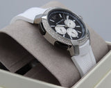 Buy Shop Michael Kors Sidney Multifunction Black Dial White Silicone Strap Watch For Women - MK6947 USA Online