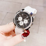 Buy Shop Michael Kors Sidney Multifunction Black Dial White Silicone Strap Watch For Women - MK6947 USA Online
