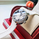 Buy Shop Michael Kors Sidney Multifunction Black Dial White Silicone Strap Watch For Women - MK6947 USA Online