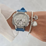 Buy Shop Michael Kors Sidney Multifunction Crystals Silver Dial Blue Rubber Strap Watch for Women - MK7220 USA Online