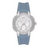 Buy Shop Michael Kors Sidney Multifunction Crystals Silver Dial Blue Rubber Strap Watch for Women - MK7220 USA Online