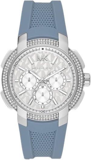 Buy Shop Michael Kors Sidney Multifunction Crystals Silver Dial Blue Rubber Strap Watch for Women - MK7220 USA Online