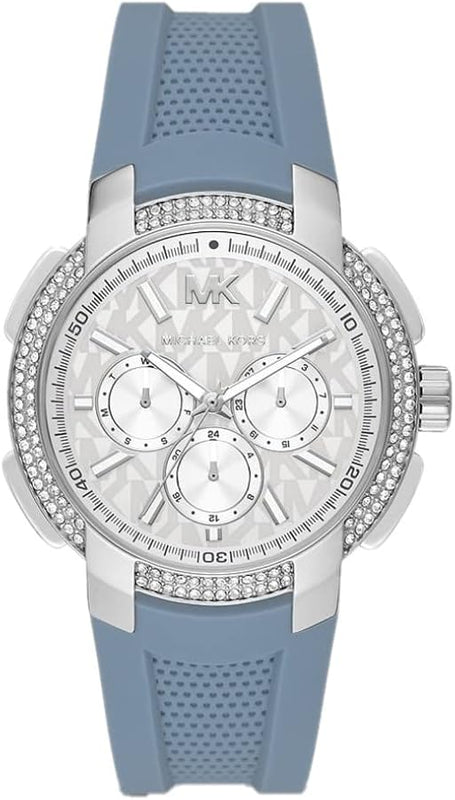 Buy Shop Michael Kors Sidney Multifunction Crystals Silver Dial Blue Rubber Strap Watch for Women - MK7220 USA Online
