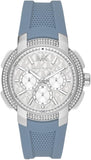 Buy Shop Michael Kors Sidney Multifunction Crystals Silver Dial Blue Rubber Strap Watch for Women - MK7220 USA Online