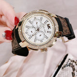 Buy Shop Michael Kors Sidney Multifunction White Dial Brown Leather Strap Watch For Women - MK6948 USA Online