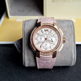 Buy Shop Michael Kors Sidney Multifunction White Dial Pink Silicone Strap Watch For Women - MK7222 USA Online