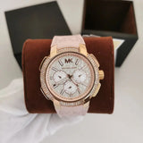 Buy Shop Michael Kors Sidney Multifunction White Dial Pink Silicone Strap Watch For Women - MK7222 USA Online