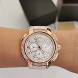 Buy Shop Michael Kors Sidney Multifunction White Dial Pink Silicone Strap Watch For Women - MK7222 USA Online